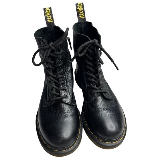 W7 Dr. Martens 1460 Combat Boots Black Leather 8-Eye Lace-Up Moto Grunge Punk - Picture 11 of 12